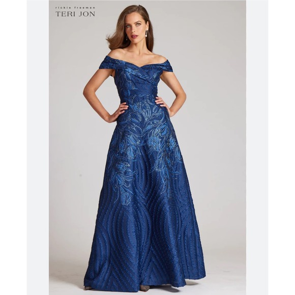 Teri Jon Dresses & Skirts - SOLD-Teri Jon Jacquard Off Shoulder Gown